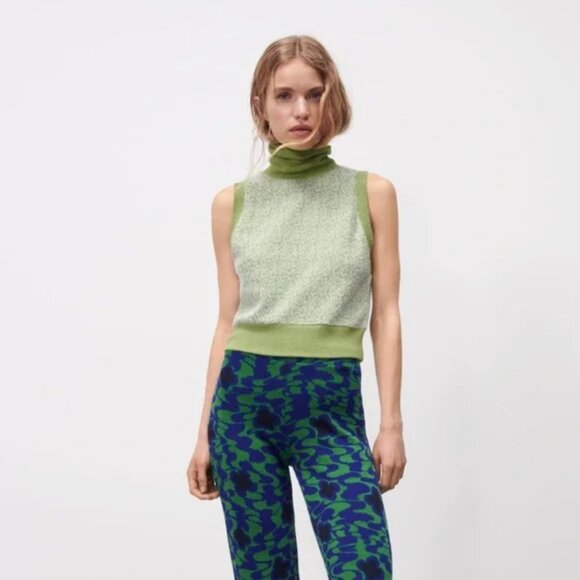 Zara Faux Fur Jacquard Top S - Picture 1 of 3